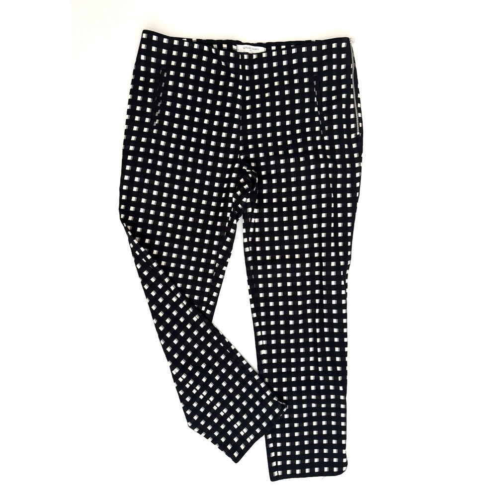 Gerard Darel Paris Ankle Pants 44 / US 10-12 Black White Check Cotton Stretch